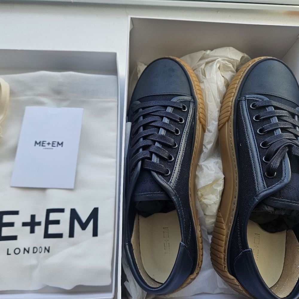 NWT Me+Em Navy Canvas Sneakers Size 38 - Picture 3 of 6